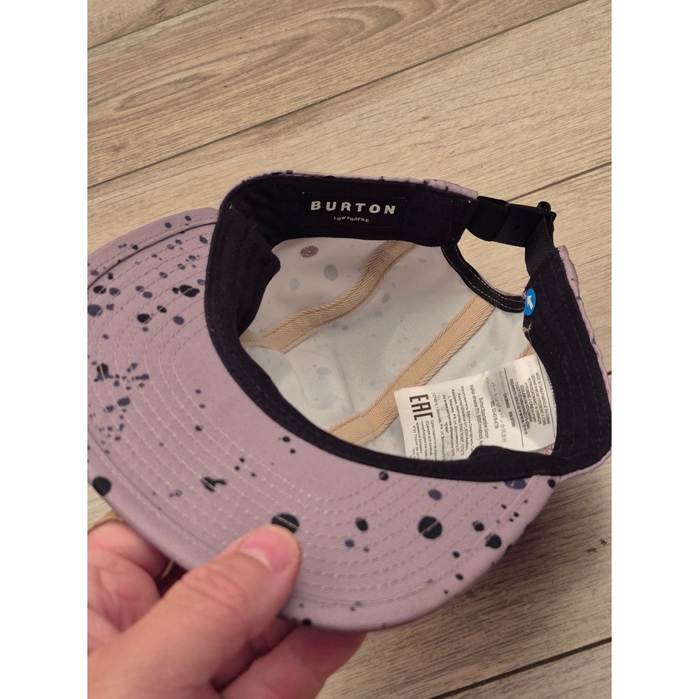 Burton Mens 5 Panel Camper Hat Purple Black Paint Splatter Logo Adjustable Cap - Picture 11 of 16